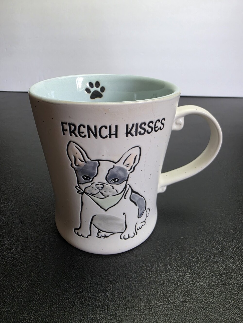 French Bulldog "French Kisses" 17 oz. Stoneware Coffee Mug Double Sided, Cute!